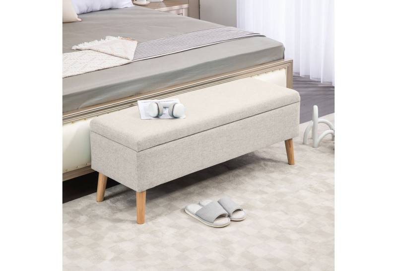 BlingBin Sitztruhe Sitzhocker Fußhocker Sitzbank (mit Stauraum), bis 220 kg, Leinenoptik, 110x39x45cm von BlingBin