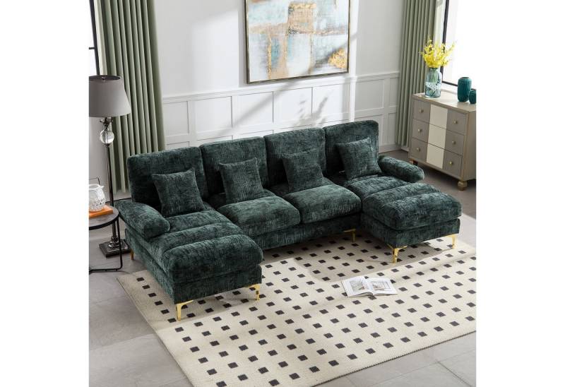 BlingBin Sofa Modernes Chenille U-Shape Sektionssofa mit doppelten Liegesitzen, Ecksofa 1 Teile, für Wohnzimmer Schlafzimmer Wohnung Villa Wohnzimmer Zuhause am Kamin BlingBin Sofa Modernes Chenille U-Shape Sektionssofa mit doppelten Liegesitzen, Ecksofa 1 Teile, für Wohnzimmer Schlafzimmer Wohnung Villa Wohnzimmer Zuhause am Kamin von BlingBin