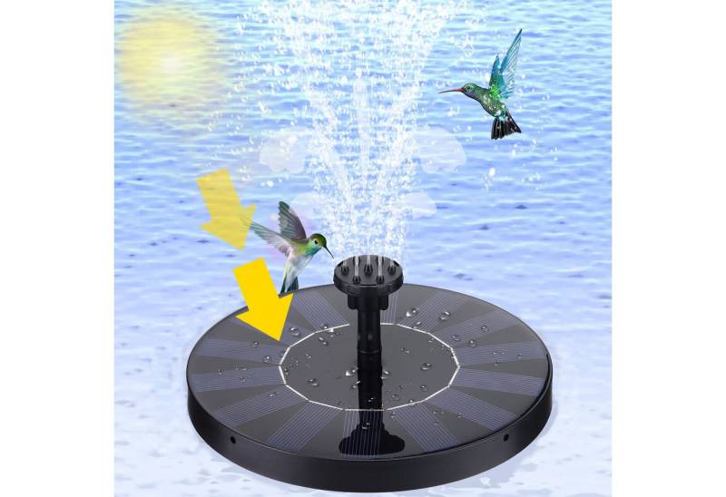 BlingBin Springbrunnenpumpe Solarbrunnen Garten Wasserpumpe Schwimmender Fontäne Pumpe (1er Set, 7-tlg., mit 6 Düsen), Wasserpumpe Solar Schwimmender Fontäne Pumpe für Garten, Vogel-Bad von BlingBin