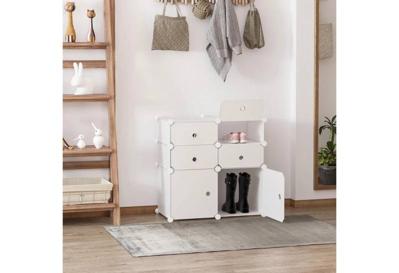 BlingBin Steckregal Schuhschrank, Regal mit Aufbewahrungsboxen, 1er Set 1-tlg., Kleiderschrank, Kunststoff, Stahl, Weiß, 75 x 37 x 73 cm BlingBin Steckregal Schuhschrank, Regal mit Aufbewahrungsboxen, 1er Set 1-tlg., Kleiderschrank, Kunststoff, Stahl, Weiß, 75 x 37 x 73 cm von BlingBin