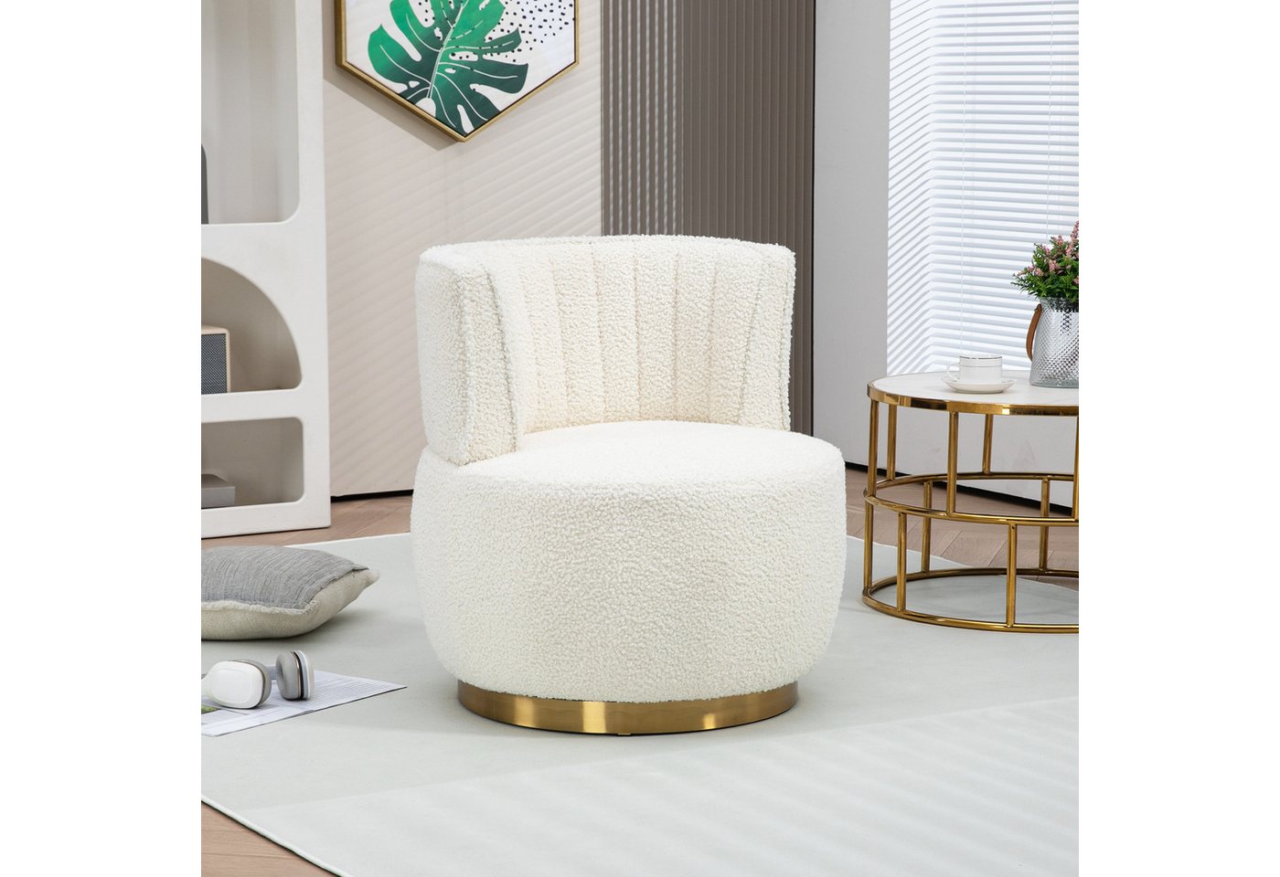 BlingBin Stuhl 360° Drehstuhl Polsterstuhl Runder Relaxsessel (Barrel Stühle, 1 St), Wohnzimmerstuhl, Eimerstuhl, für Wohnzimmer Schlafzimmer Arbeitszimmer von BlingBin