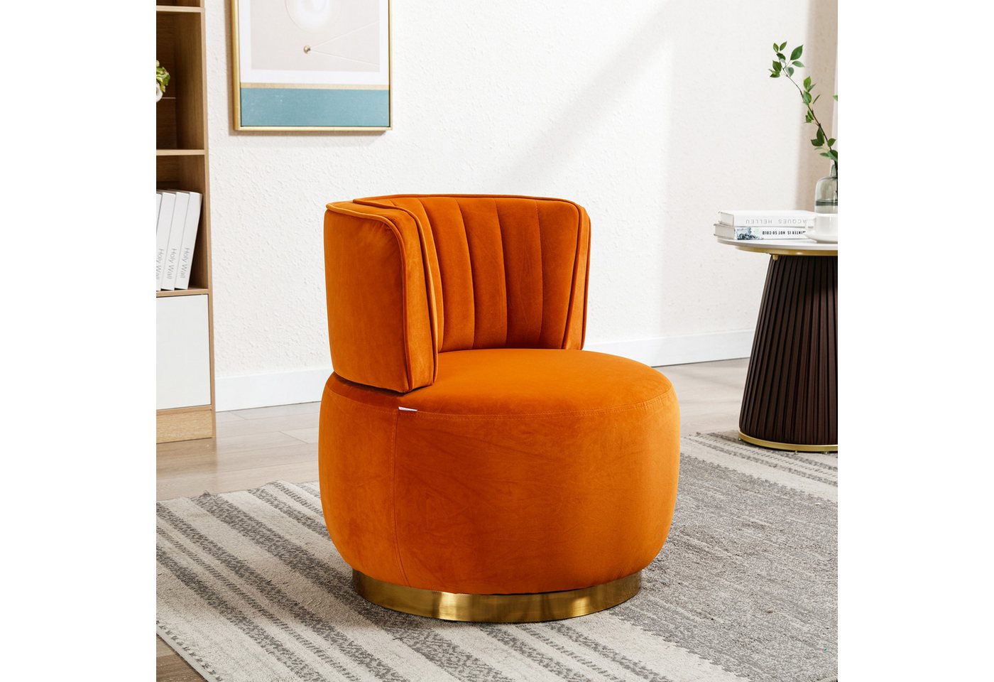 BlingBin Stuhl 360° Drehstuhl Polsterstuhl Runder Relaxsessel (Barrel Stühle, 1 St), Wohnzimmerstuhl, Eimerstuhl, für Wohnzimmer Schlafzimmer Arbeitszimmer von BlingBin