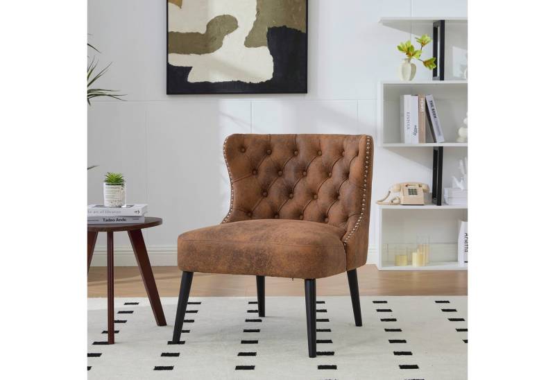 BlingBin Stuhl Polsterstuhl Esszimmerstühle Sofa Stuhl Modernes Design ohne Arm (Wohnzimmerstuhl Sessel mit Nieten trim und Massivholz Beine, 1 St), Rückenlehne Samt Gepolstertem für Wohnzimmer Esszimmer Schlafzimmer von BlingBin
