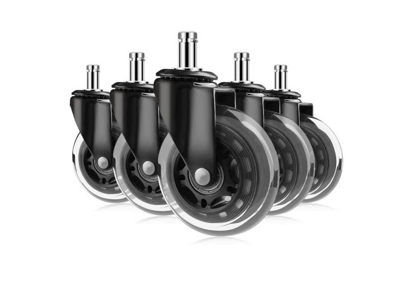 BlingBin Stuhlrolle 3 Zoll Bürostuhl Rollen Set Boden Stuhlrollen 360° Drehbar Stuhlrollen, (1er Set, 5-St., 6 Stück), Stuhlrollen Glattes Weiches Gummi für Bürostuhl Chefsessel GamingStuhl von BlingBin
