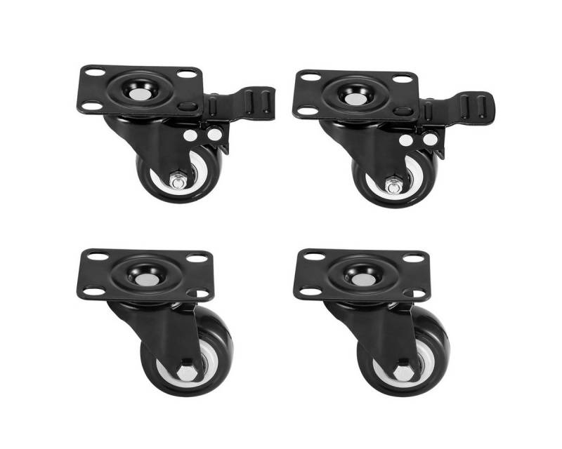 BlingBin Stuhlrolle 4 Stück Schwerlastrolle Möbelrolle Lenkrolle Rollendurchmesser 50 mm, (1er Set, 4-St., 2 mit Bremsen, 2 ohne Bremsen), für Möbel, Palettenmöbel oder als Transportrolle, Industrierolle von BlingBin