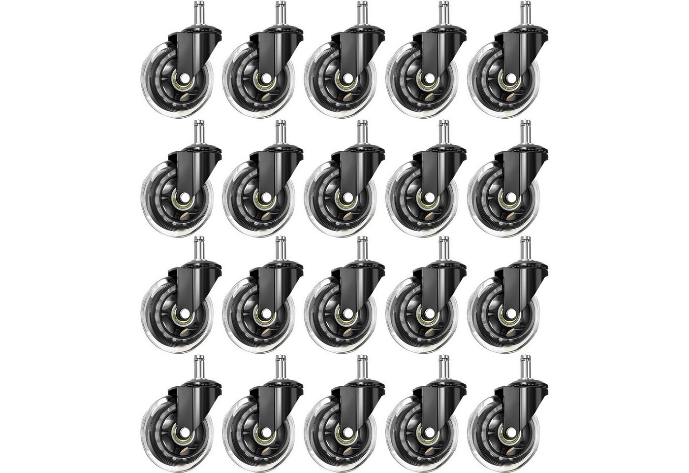 BlingBin Stuhlrolle 5 Stück Rollen für Bürostuhl Caster Schreibtisch Stuhl Ersatz Räder, (20er/Set, 20-St), Leise Kratzerfrei Ersatzrollen von BlingBin