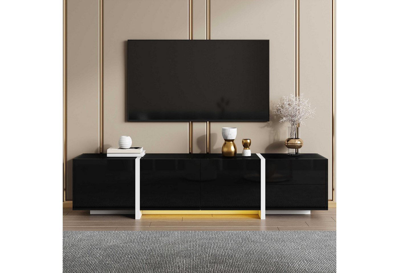 BlingBin TV-Schrank Fernsehschrank (1-St., 170 cm, 3 Türen, 1 Schublade und 1 Klapptür) modern, viel Stauraum, bis 60 kg belastbar von BlingBin