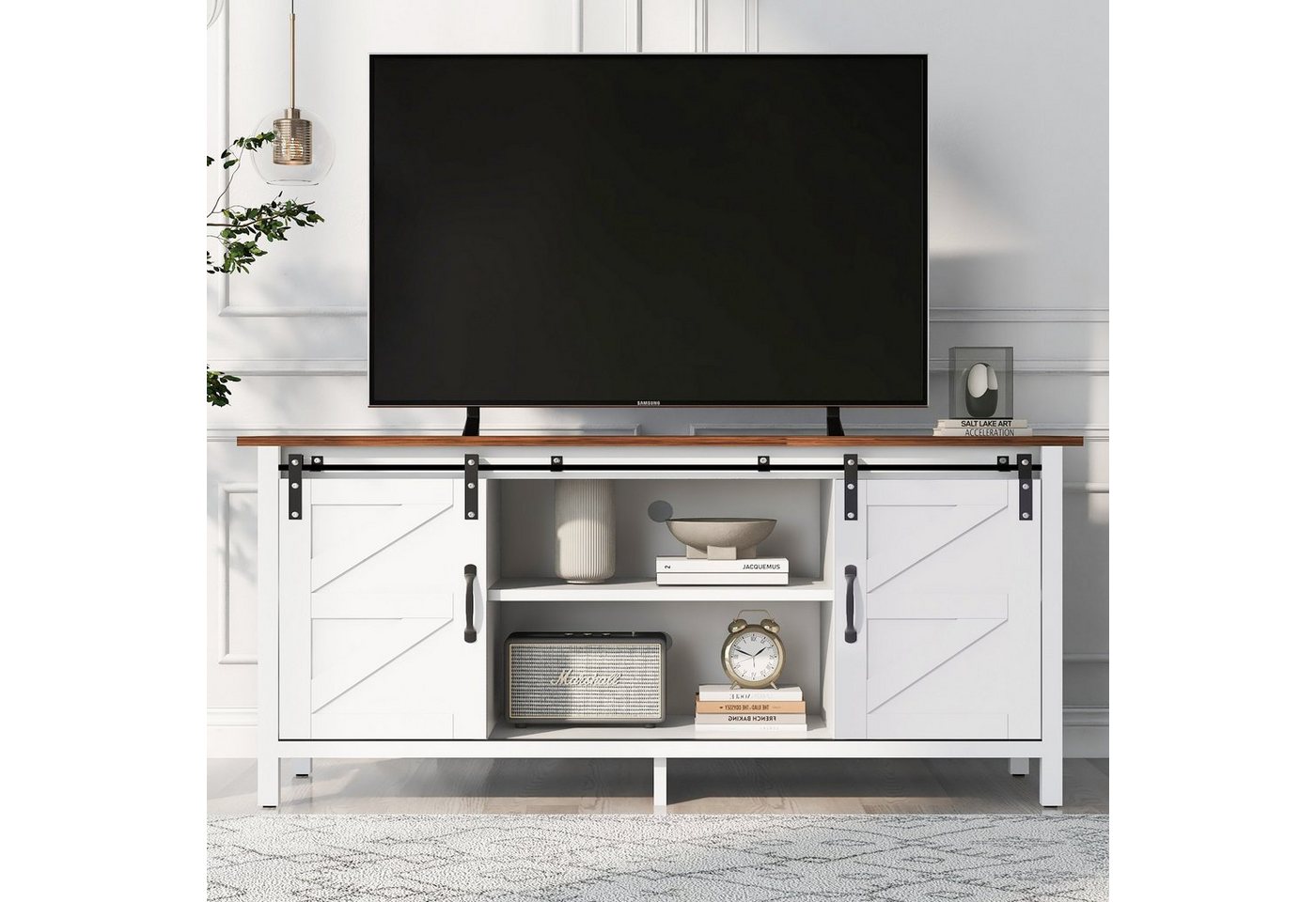 BlingBin TV-Schrank Fernsehschrank Sideboard mit 2 Schiebetüren 120*40*60.5cm (1er Set, 1-St., Breite 120 cm) Einstellbare Regale für,Wohnzimmer Esszimmer von BlingBin