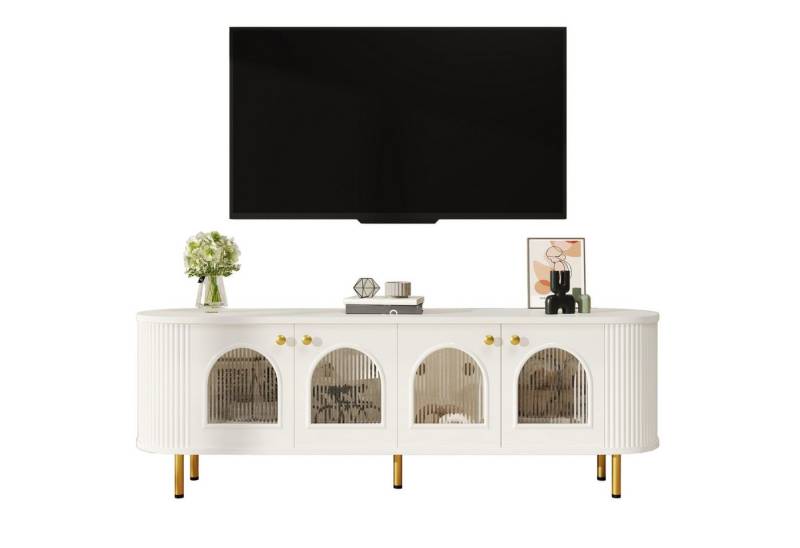 BlingBin TV-Schrank Lowboard (1-St., mit Glastüren goldene Griffe und Beine) fürs Wohnzimmer von BlingBin