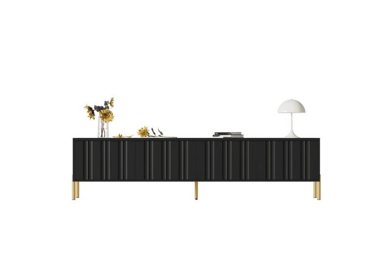 BlingBin TV-Schrank Lowboard (1-St., mit großem Stauraum und gerilltem Design, goldene Tischbeine) 190 cm Länge von BlingBin