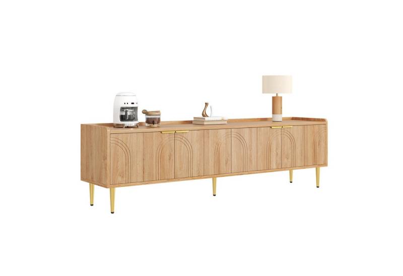 BlingBin TV-Schrank Lowboard mit strukturierter Tür, Fernsehschrank TV-Tisch (Wohnzimmer-TV-Möbel, 1-St., 170 L x 35 B x 47.5 H(cm) TV-Möbel, goldenen Griffen und goldenen Füßen von BlingBin