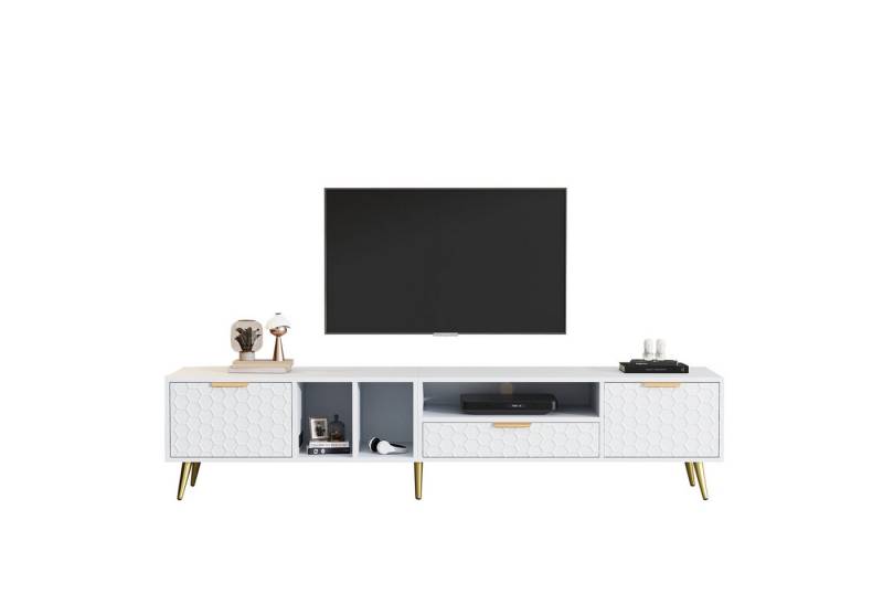 BlingBin TV-Schrank Lowboards, TV-Board TV-Ständer mit mattem Wabenmuster (1er Set, 1-St., TV-Ständer 180*40*41 cm (weiß) mit mehreren Aufbewahrungsfunktionen für Fernseher bis zu 80 Zoll von BlingBin