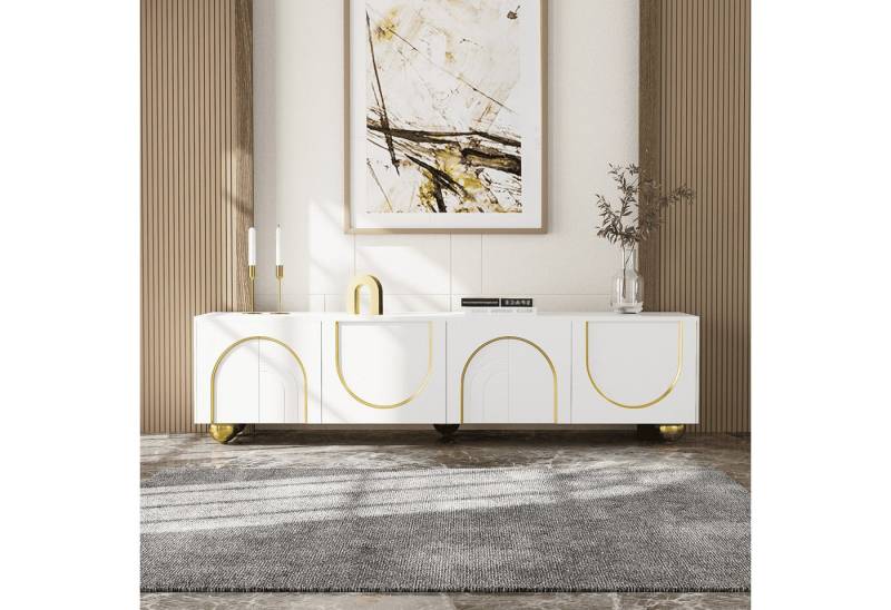 BlingBin TV-Schrank Luxuriöser lowboard Fernsehtisch Fernsehschrank (1-St., mit kunstvollen Schnitzereien, Push-Open-Mechanismus und Stauraum) Elegantes Design für Ihr modernes Wohnzimmer von BlingBin