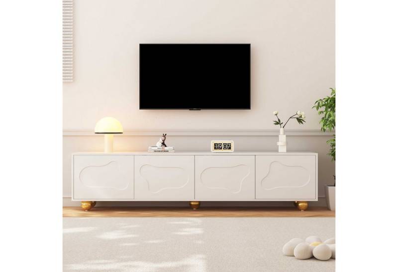 BlingBin TV-Schrank TV-Ständer Fernsehschrank (1-St., mit 2 Schränken, 5 Stützbeinen, geeignet für 75-Zoll) 180×40×45cm,Tragkraft bis 60 kg von BlingBin