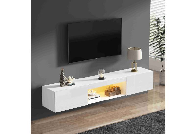 BlingBin TV-Schrank Wandmontierter TV-Ständer Hängeschrank (1-St., mit LED-Beleuchtung Bluetooth-APP-Steuerung) für 70-Zoll-TV 30kg Tragfähigkeit 160x31x22cm von BlingBin