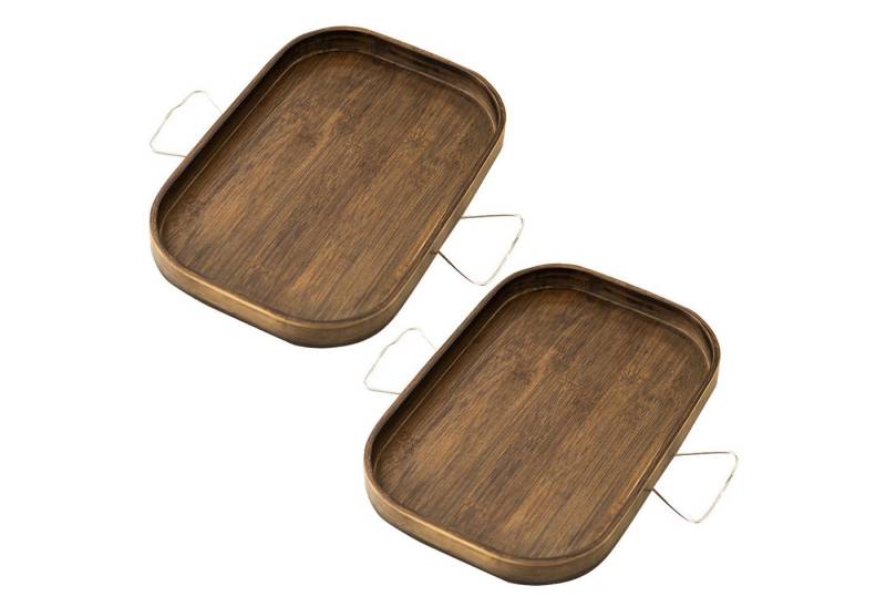 BlingBin Tablett Sofatablett rutschfest - Sofa Armlehne Tabletttisch Getränkehalter, Bambus, (2 Stück, 2-tlg., 33 x 22 cm), Couch-Armtablett, TV-Tisch, Beistelltische Für Essen und Trinken von BlingBin