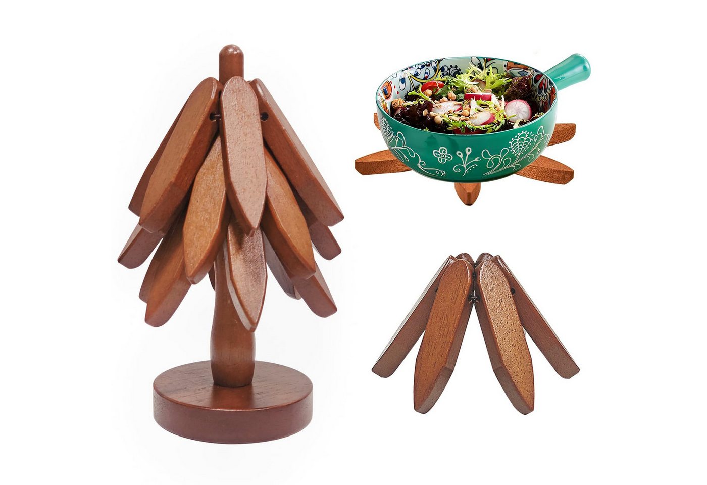 BlingBin Tassenuntersetzer Tischset Untersetzer aus Holz, Faltbar Topfuntersetzer Baumform, Zubehör für heiße Töpfe, Pfannen, Schüssel, 1er Set, 4-tlg., Baum Untersetzer für Pfannen Töpfe Schüsseln Besteck Schutz BlingBin Tassenuntersetzer Tischset Untersetzer aus Holz, Faltbar Topfuntersetzer Baumform, Zubehör für heiße Töpfe, Pfannen, Schüssel, 1er Set, 4-tlg., Baum Untersetzer für Pfannen Töpfe Schüsseln Besteck Schutz von BlingBin