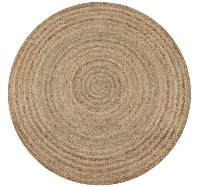 BlingBin Teppich Jute Teppich Rund, Teppich Handgewebt 100% Naturfaser de Jute, Rund, Höhe: 4 mm, Juteteppich für Wohnzimmer Schlafzimmer, Dekoration, Farbe Natur von BlingBin