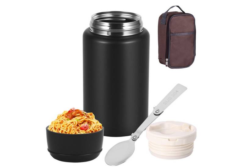 BlingBin Thermobehälter 750ml Edelstahl Warmhaltebehälter für Essen mit Löffel, 316 Edelstahl, (1er Set, 1-tlg., 1 Löffel, 1 Tasche), müslibecher to go, Thermo lunchbox für Gefrierschrank von BlingBin