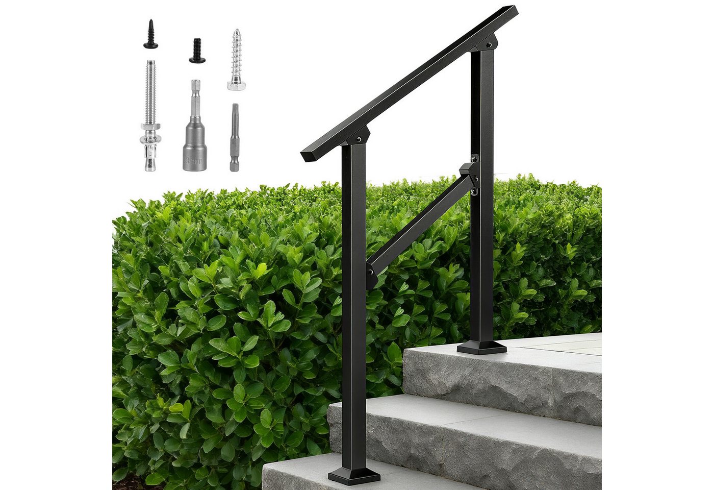 BlingBin Brüstungsgeländer Treppengeländer Handlauf, Geländer für Treppen, Treppenhandlauf-Set, 67.3 cm Länge, 91.5 cm Höhe, Treppengeländer Seitliche Montage, Eingangsgeländer mit flexiblem Winkelverstellung, 1-tlg., 1er Set, Inkl. Montagematerial, für Innen und Außen, Höhe 91,5cm, Länge 67,3cm BlingBin Brüstungsgeländer Treppengeländer Handlauf, Geländer für Treppen, Treppenhandlauf-Set, 67.3 cm Länge, 91.5 cm Höhe, Treppengeländer Seitliche Montage, Eingangsgeländer mit flexiblem Winkelverstellung, 1-tlg., 1er Set, Inkl. Montagematerial, für Innen und Außen, Höhe 91,5cm, Länge 67,3cm von BlingBin