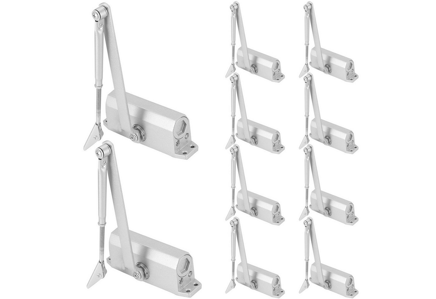 BlingBin Türschließer 25-45kg Türschließer Automatik Hydraulik, Einstellbarer Türschließer, mit Gestänge, (10pcs/Set, 10-tlg., Türschließer aus Aluminium, Silber), Puffer Geschlossen für Gewerbliche und Private Zuhause von BlingBin