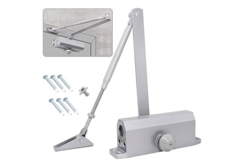 BlingBin Türschließer 25-45kg Türschließer Automatik Hydraulik, Einstellbarer Türschließer, mit Gestänge, (1pcs/Set, 1-tlg., Türschließer aus Aluminium, Silber), Puffer Geschlossen für Gewerbliche und Private Zuhause von BlingBin