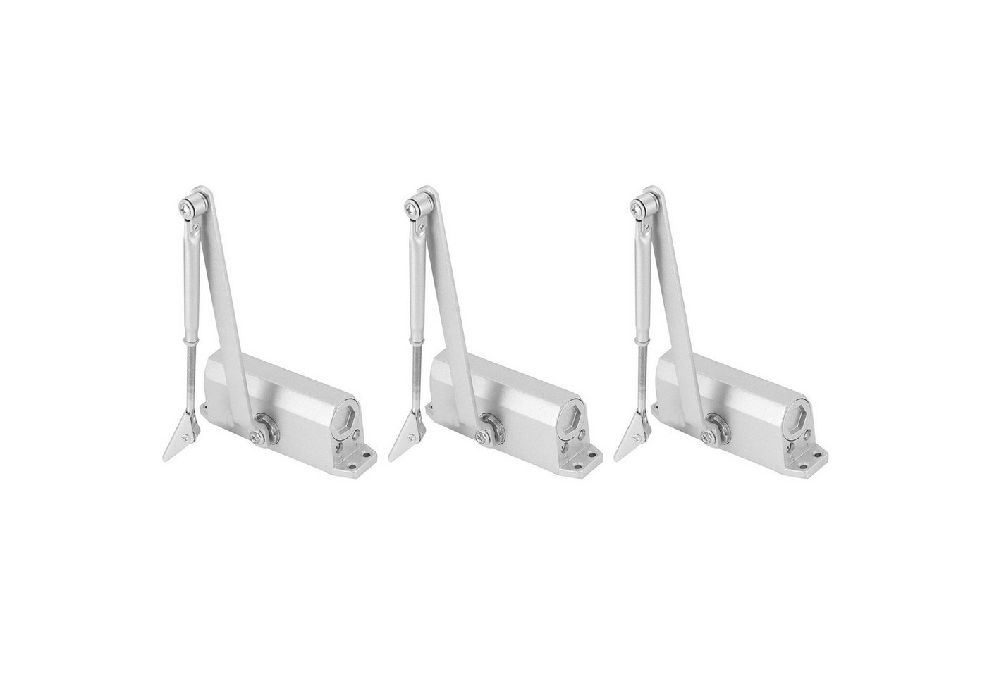BlingBin Türschließer 25-45kg Türschließer Automatik Hydraulik, Einstellbarer Türschließer, mit Gestänge, (3pcs/Set, 3-tlg., Türschließer aus Aluminium, Silber), Puffer Geschlossen für Gewerbliche und Private Zuhause von BlingBin