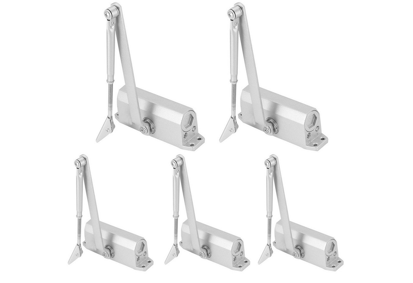 BlingBin Türschließer 25-45kg Türschließer Automatik Hydraulik, Einstellbarer Türschließer, mit Gestänge, (5pcs/Set, 5-tlg., Türschließer aus Aluminium, Silber), Puffer Geschlossen für Gewerbliche und Private Zuhause von BlingBin