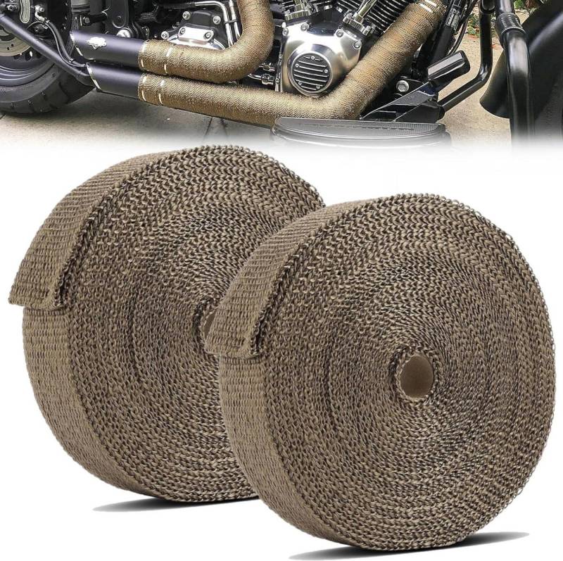 BlingBin Versteifungsband 10M Hitzeschutzband Basaltfaser Auspuffband mit 10 Kabelbinder, Fächerkrümmer Thermoband Krümmerband, (1.5mm*25mm*10m, 2-St), Hitzeschutzband Auspuff für Fächerkrümmer Thermoband Krümmerband von BlingBin