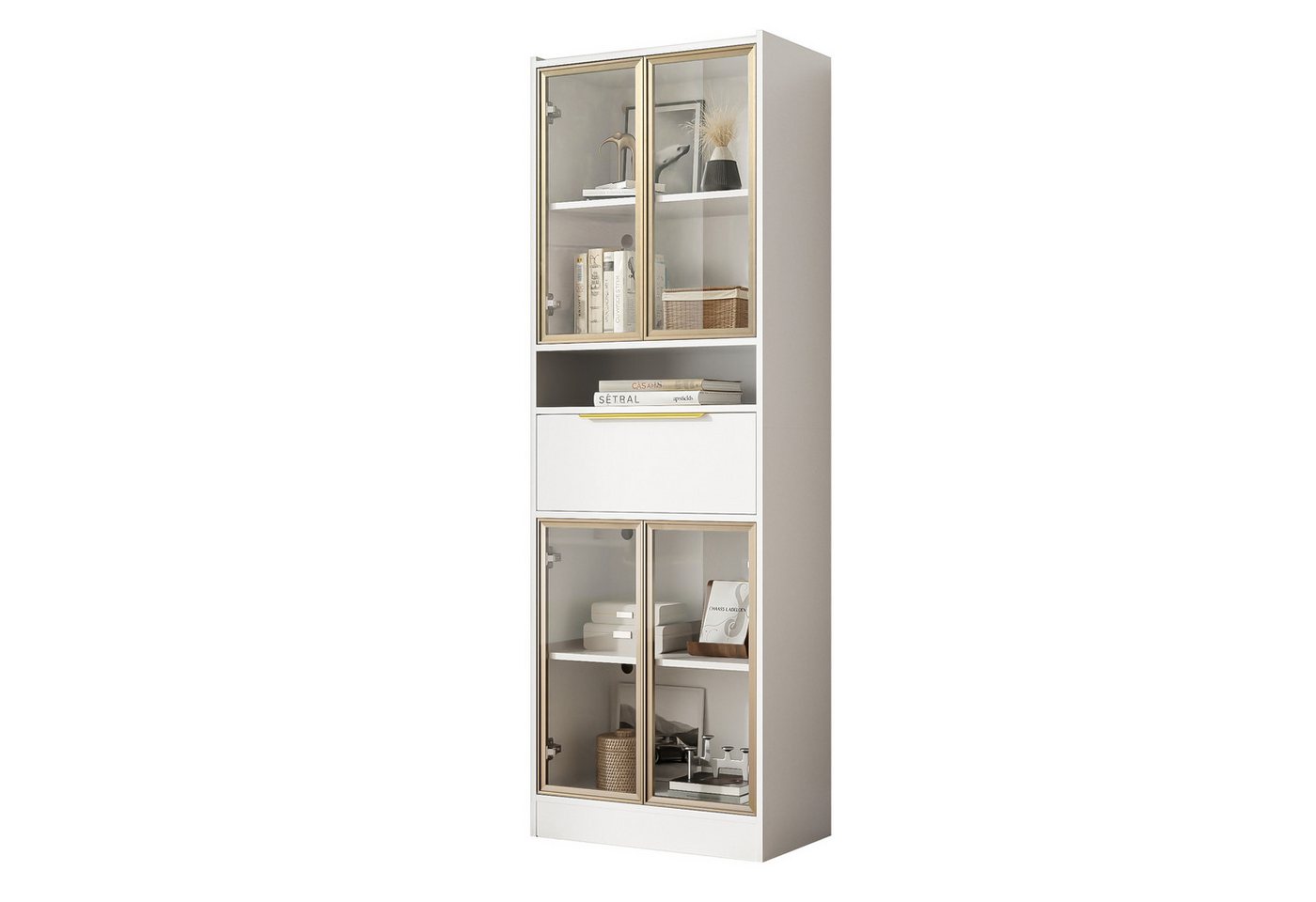 BlingBin Vitrine Moderner Hochschrank, Vitrinenschränke Glastürenschrank Bücherschrank (Ausstellungsregal mit 16-Farb-LED & Bluetooth, mit Glasfront & Schublade, MDF & Sicherheitsglas, 1-St., Gesamtabmessungen: 60×35×180cm, Produktladung: 45KG) Stauraum & Beleuchtung für Wohnzimmer, Büro oder Arbeitszimmer, Weiß BlingBin Vitrine Moderner Hochschrank, Vitrinenschränke Glastürenschrank Bücherschrank (Ausstellungsregal mit 16-Farb-LED & Bluetooth, mit Glasfront & Schublade, MDF & Sicherheitsglas, 1-St., Gesamtabmessungen: 60×35×180cm, Produktladung: 45KG) Stauraum & Beleuchtung für Wohnzimmer, Büro oder Arbeitszimmer, Weiß von BlingBin