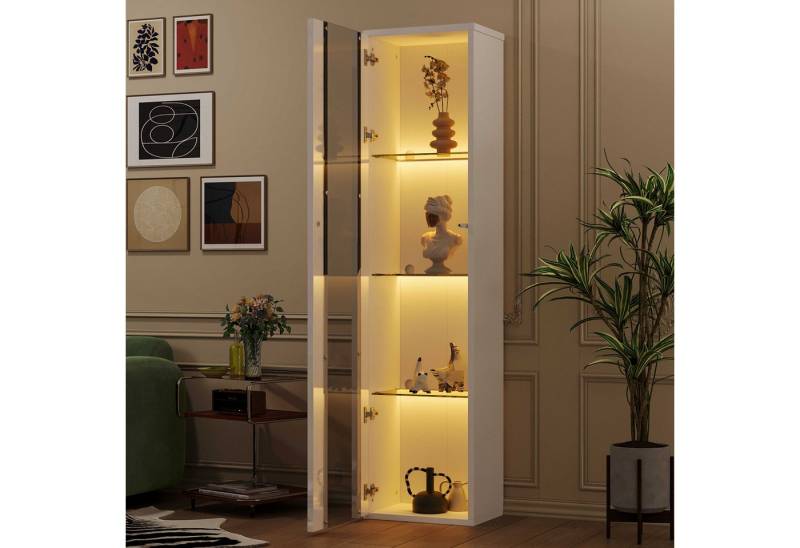 BlingBin Vitrine Vitrine Glastrennwand LED-Farbwechsellicht Fernbedienung (1-St) Acrylplatte, schlichtes Design, weiß von BlingBin