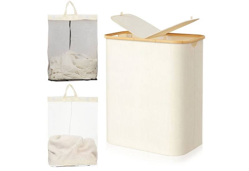 BlingBin Wäschekorb 150L Wäschekorb mit Herausnehmbarer und Waschbarer Innentasche (1er-Set, 1 St., 57 x 37 x 70 cm, 1900g), Wäschekorb mit Griff für Kleidung, Spielzeug und Handtücher von BlingBin