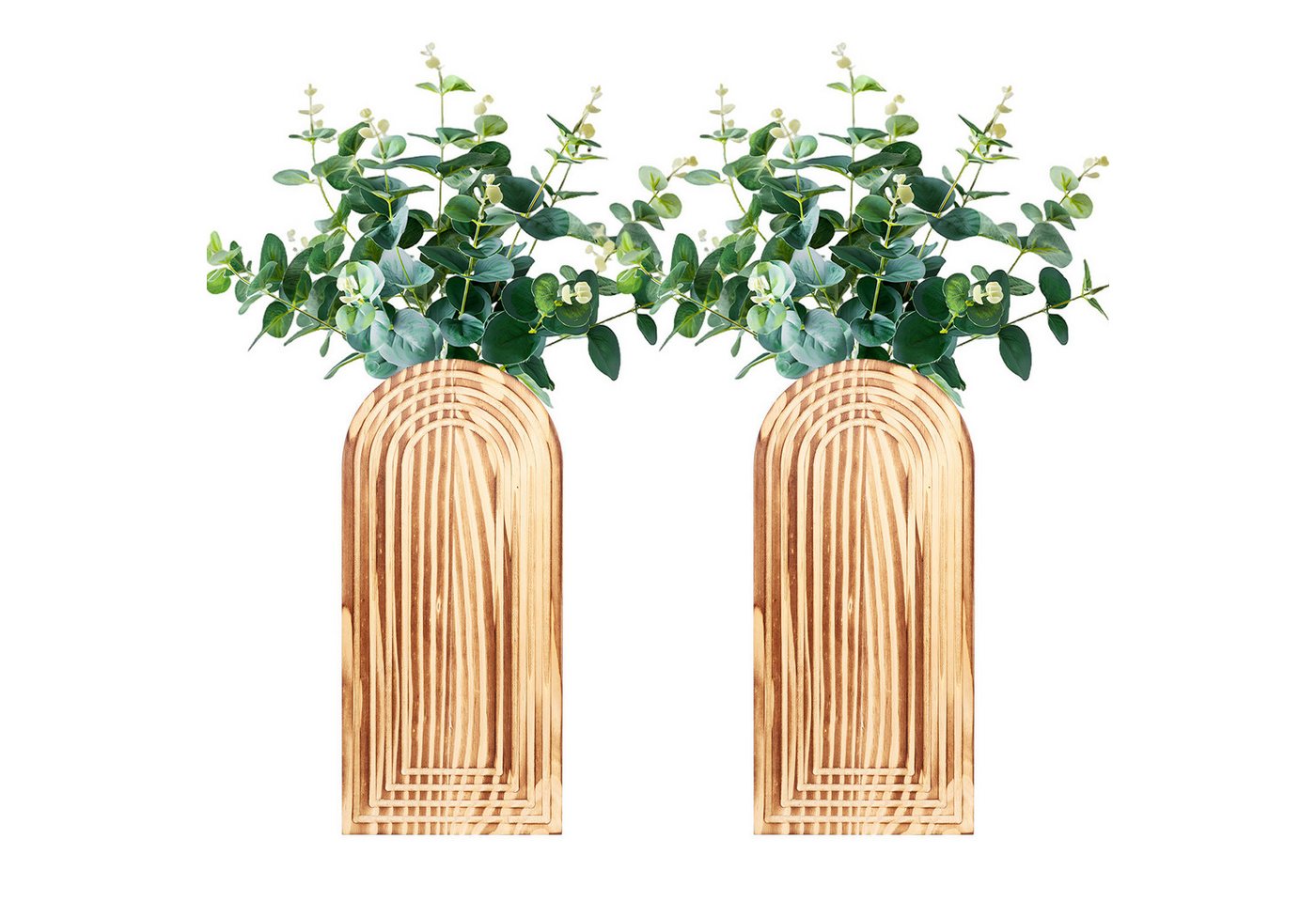 BlingBin Wanddekoobjekt Wand-Pflanzgefäß aus Holz, Vase Wandbehang, Wand Blumentopf (2er Set, 2 St., Produktabmessungen: 29,1 × 13,8 × 3,8 cm), Wand Blumenvase für Künstliche Pflanzen, Geeignet für Wohnzimmer, Flur von BlingBin