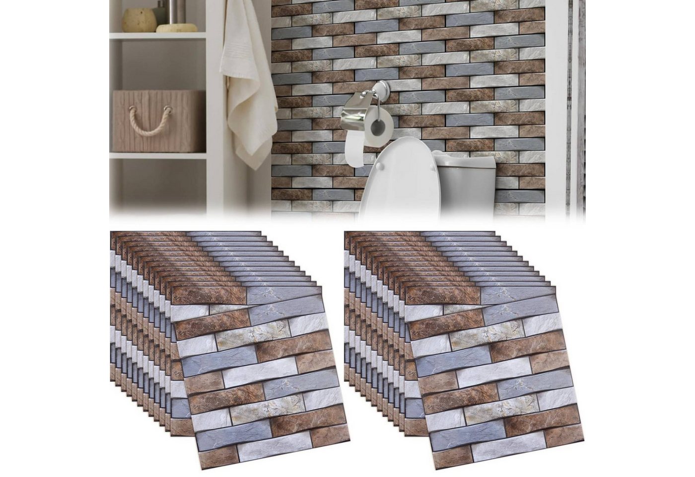 BlingBin Wandpaneel Tapete Wandverkleidung Steinoptik, 3D Wandaufkleber Selbstklebend, BxL: 30x30 cm, 0,09 qm, (20 Stück, 20-tlg., 30*30cm) Wasserdichte PVC Steintapete für Wandtür Schlafzimmer Küche von BlingBin