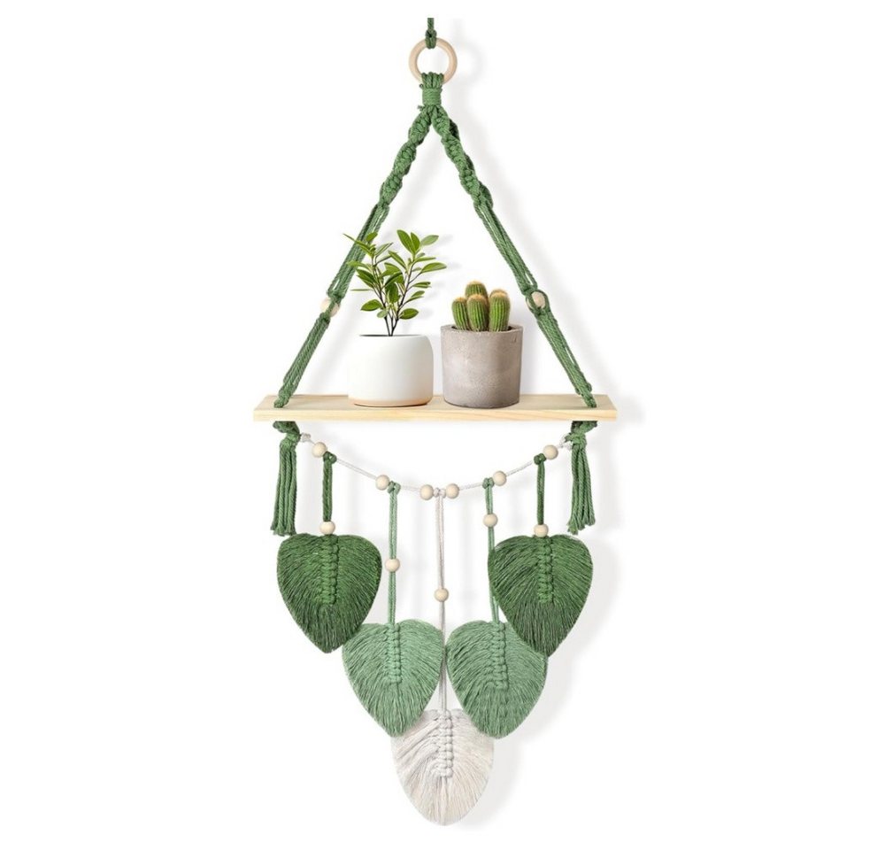 BlingBin Wandregal Holz Makramee Wandbehang Regal Wand Boho Deko Schweberegal, 1er Set 1-tlg., Schweberegal für Balkon Badezimmer Schlafzimmer BlingBin Wandregal Holz Makramee Wandbehang Regal Wand Boho Deko Schweberegal, 1er Set 1-tlg., Schweberegal für Balkon Badezimmer Schlafzimmer von BlingBin