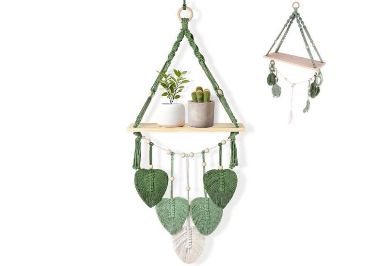 BlingBin Wandregal Holz Regal Wand, Boho Blatt Wandbehang Regal, Schweberegal, 1er Set 1-tlg., Hängeregal Wanddeko für Wohnzimmer, Schlafzimmer, Badezimmer von BlingBin