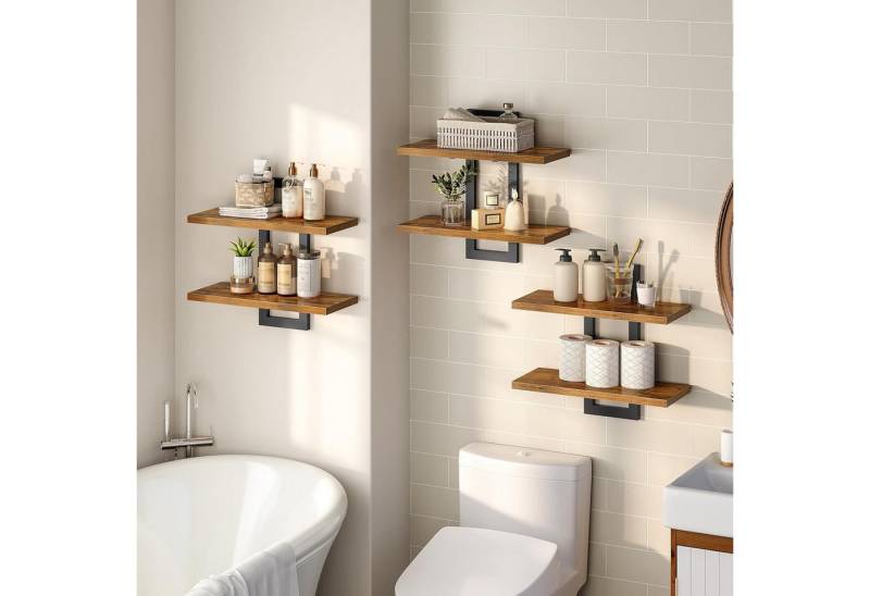 BlingBin Wandregal Wandregal 2-stufig Holz Metall Schweberegal für Bad Küche, 38*13,5*40cm, Jede Schicht kann bis zu 18 kg tragen 3-tlg. BlingBin Wandregal Wandregal 2-stufig Holz Metall Schweberegal für Bad Küche, 38*13,5*40cm, Jede Schicht kann bis zu 18 kg tragen 3-tlg. von BlingBin