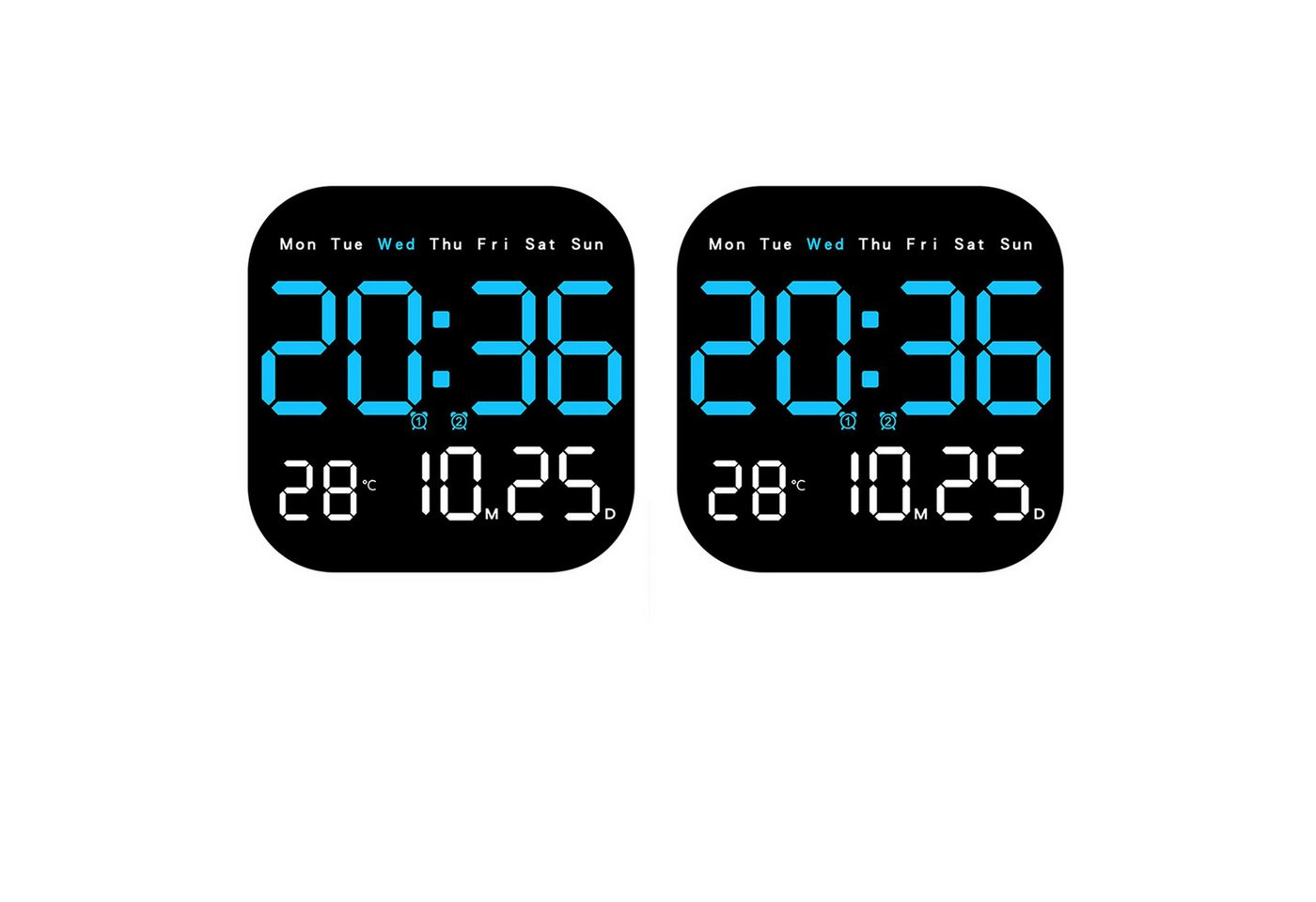 BlingBin Wanduhr Digitale LED Wanduhr mit Temperatur, Datum, Fernbedienung & Countdown (Multifunktions-Anzeige – Hängend und Stehend verwendbar) von BlingBin