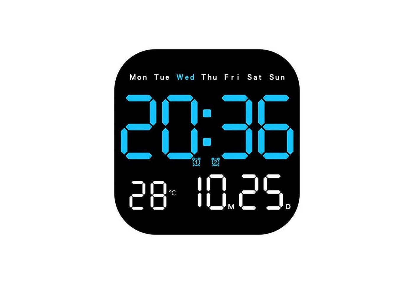 BlingBin Wanduhr Digitale Wanduhr LED Wanduhr Fernbedienung Timing Countdown (Wanduhr mit Temperatur, Datum, Wochenanzeige, Wandhalterung) von BlingBin