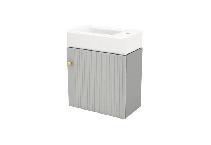 BlingBin Waschtisch Badezimmermöbel Waschbecken mit Waschtischunterschrank 46 cm (1er Set, 1-St., Badschrank mit Keramikbecken wandhängend), Waschtischunterschrank hängend, Kleine Gästebadmöbel von BlingBin
