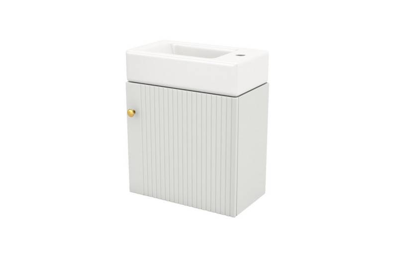 BlingBin Waschtisch Badezimmermöbel Waschbecken mit Waschtischunterschrank 46 cm (1er Set, 1-St., Badschrank mit Keramikbecken wandhängend), Waschtischunterschrank hängend, Kleine Gästebadmöbel von BlingBin