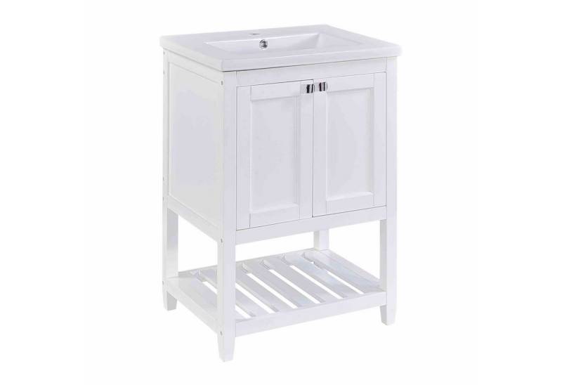 BlingBin Waschtisch Badmöbel Einzel Waschtisch mit Unterschrank 60cm (1er Set, 2-St., 61x46x90cm), 60cm mit Keramik-Waschbecken von BlingBin