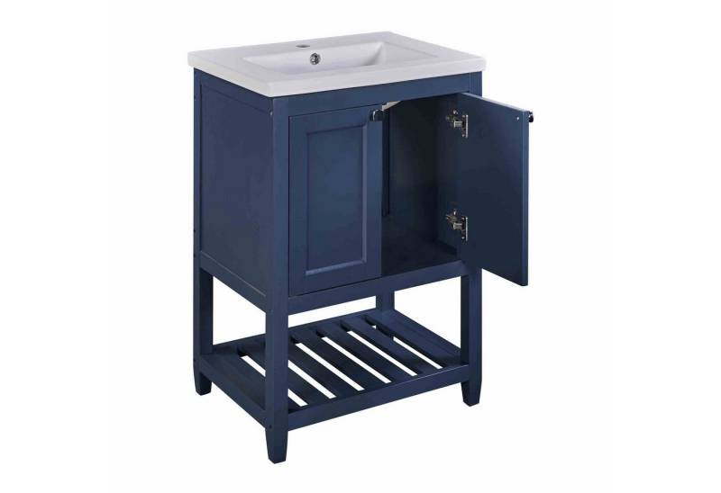 BlingBin Waschtisch Badmöbel Einzel Waschtisch mit Unterschrank 60cm (1er Set, 2-St., 61x46x90cm), 60cm mit Keramik-Waschbecken von BlingBin