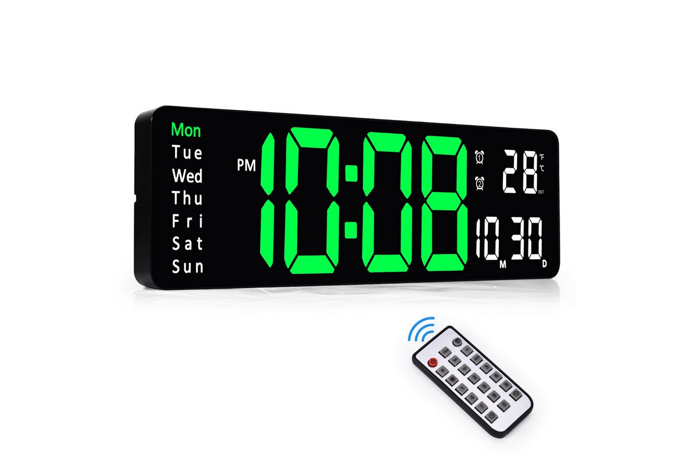 BlingBin Wecker Nachttischwecker Digitale Wanduhr mit LED-Display, Fernbedienung & Multifunktionalität von BlingBin