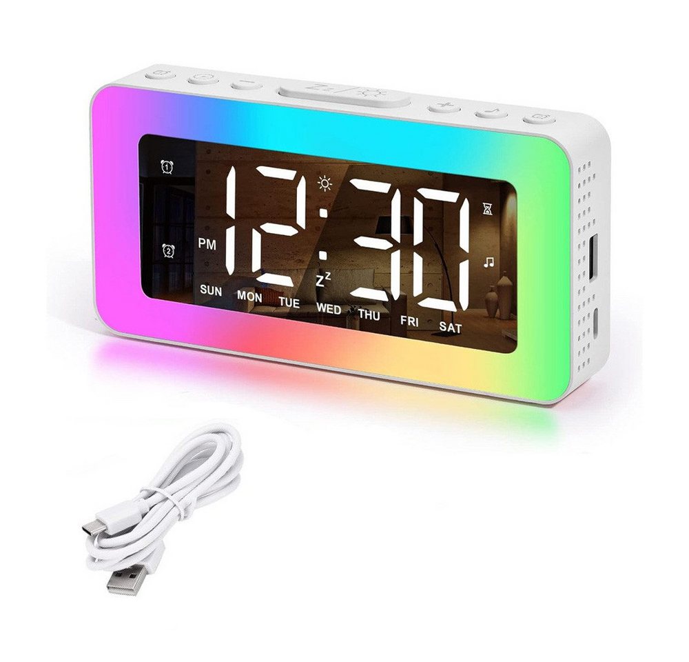 BlingBin Wecker LED Digitaler Wecker, RGB-Farbiger Wecker Doppelalarm Alarm Tischuhr USB-betriebener Nachttischwecker, Dimmbare Helligkeit BlingBin Wecker LED Digitaler Wecker, RGB-Farbiger Wecker Doppelalarm Alarm Tischuhr USB-betriebener Nachttischwecker, Dimmbare Helligkeit von BlingBin