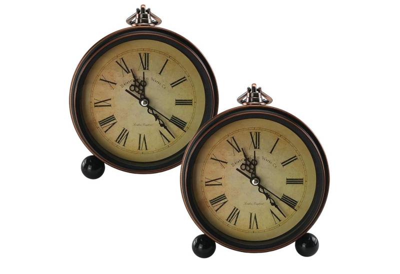 BlingBin Wecker Tischuhr mit Antik Vintage, Wecker Ohne Ticken, Batteriebetriebener Standuhr Metall für Dekoration Wohnzimmer Schlafzimmer Schreibtisch von BlingBin