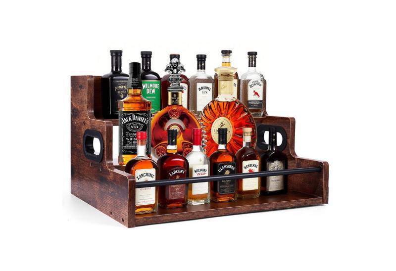 BlingBin Weinregal 3 Stufen Flaschenregal Flaschenständer Lagerregal Kaffeesirup, Maße: 40,64 x 30,48 x 23,5 cm 1-tlg., Weinständer aus Holz mit Tablett und Griff für Whiskey, Alkohol BlingBin Weinregal 3 Stufen Flaschenregal Flaschenständer Lagerregal Kaffeesirup, Maße: 40,64 x 30,48 x 23,5 cm 1-tlg., Weinständer aus Holz mit Tablett und Griff für Whiskey, Alkohol von BlingBin