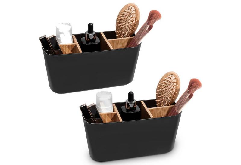 BlingBin Zahnbürstenhalter Bambus Trennwände Toothbrush Holder, 5-Fächer Badezimmer Organizer, (2er Set, 2-St., 21*8.5*10cm), Multifunktional Elektrische Zahnbürste Halterung für Büro Wohnzimmer von BlingBin