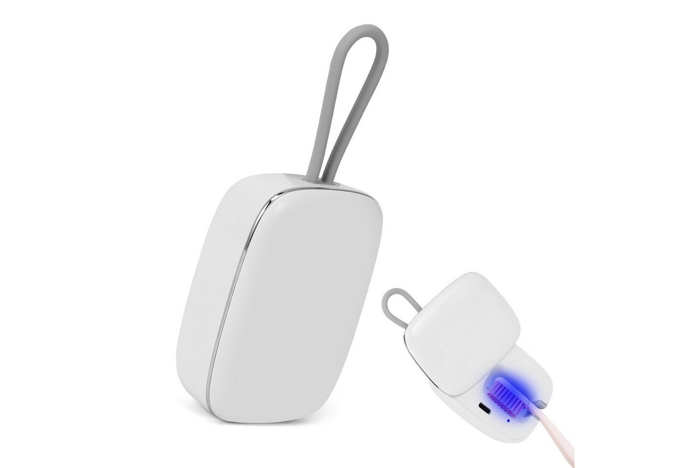 BlingBin Zahnbürstenhalter Zahnbürstenabdeckungen mit Reinigungslicht USB wiederaufladbar, (1er Set, 1-St., 5.6 x7.5 cm), Reise-Zahnbürstenbox mit Halter für Haushalt und Reisen von BlingBin