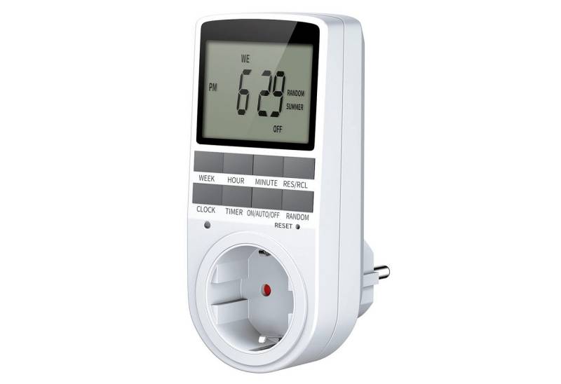 BlingBin Zeitschaltuhr Digitale Zeitschaltuhr Steckdose 2,1" LCD-Display, Für Innen, 3680W, digital, 1er Set, 1-St., 1 x Digitale Zeitschaltuhr, mit 10 konfigurierbaren Programmen -Zufallsschaltung -Berührungsschutz von BlingBin